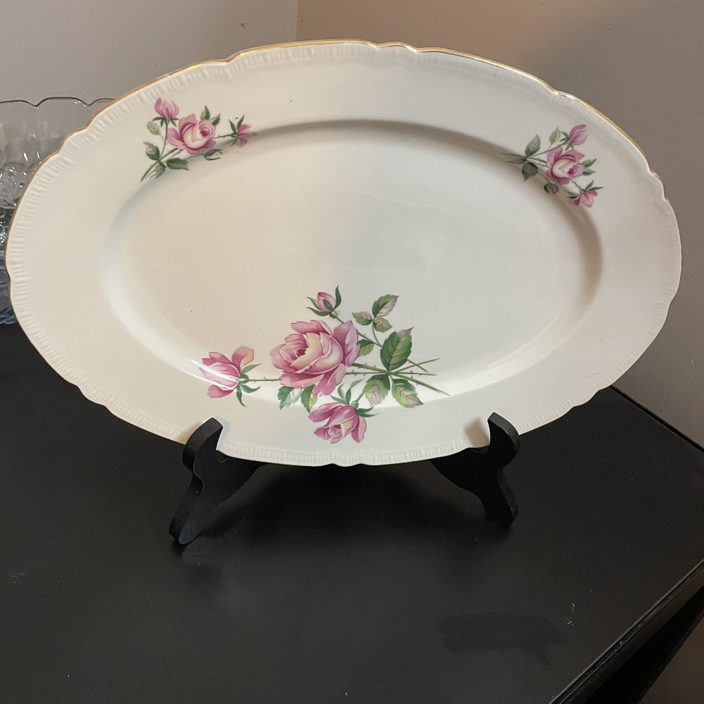 Elegant Floral Oval Serving Platter